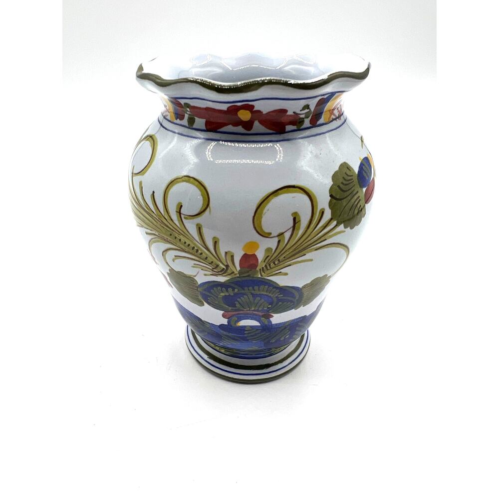 Vintage Italian Made Vase Sigma Porcelain Floral Multi Color Design